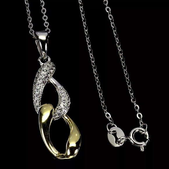 925 Sterling Silver Gold Plated Necklace 18" - Picture 4 of 7